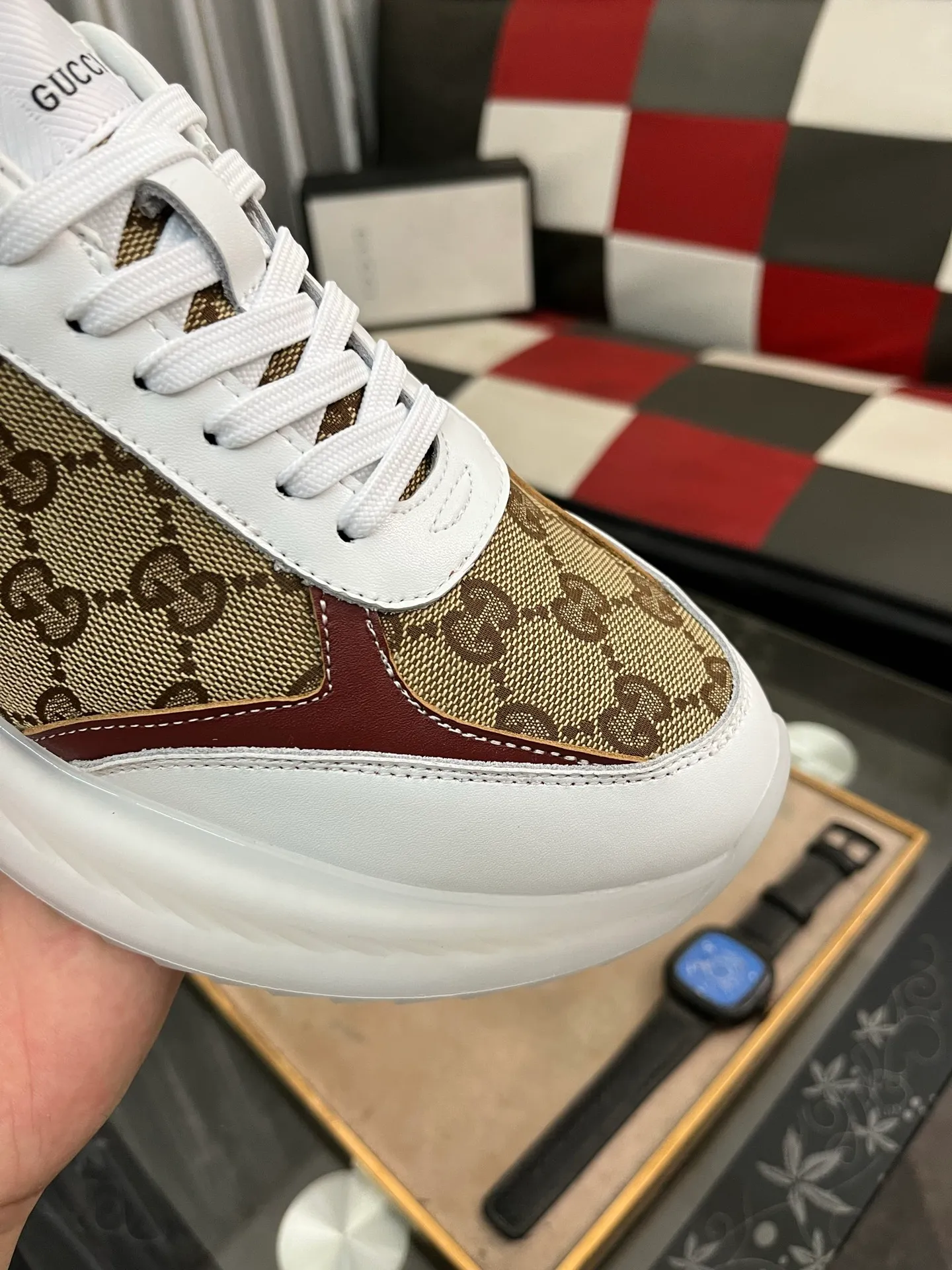 Men's shoes 💰458⌚️⌚️[GUCCI] The latest trendy men's casual shoes, the fabric is made of embossed cowhide imported from Italy, comfortable sheepskin lining + feet, the original outsole is wear-resistant and non-slip, high-level version, size: 38-444️⃣Colors available